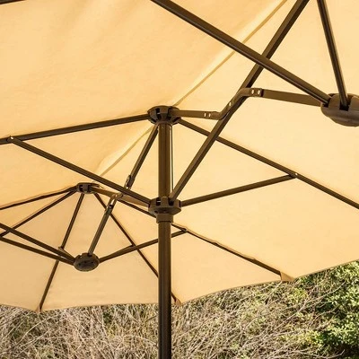 8pc Outdoor Dining Set With Metal Slat Top Table With Umbrella Hole & Swivel Chairs - Gray/Beige - Captiva Designs 12 8pc Outdoor Dining Set With Metal Slat Top Table With Umbrella Hole & Swivel Chairs - Gray/Beige - Captiva Designs - Image 12