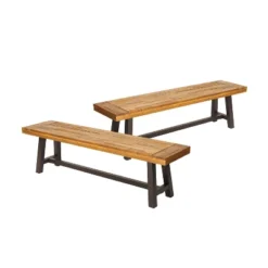 Christopher Knight Home 2pc Carlisle Outdoor Acacia Benches Sandblasted Brown/Rustic -VIDAXL Sale Store GUEST d3c759a9 4cb9 4eea a0ce 697fe7f08cb4