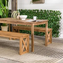 3pc Acacia Wood X Design Outdoor Patio Dining Set - Brown - Saracina Home -VIDAXL Sale Store GUEST d443785c 83db 4334 bf12 a97492ae3d88