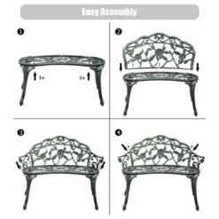 Costway Patio Garden Bench Chair Style Porch Cast Aluminum Outdoor Rose Antique Green -VIDAXL Sale Store GUEST d494d853 8162 4d23 9ff5 81cf95ddf2a8