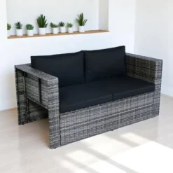 Mshliw 6-Piece Patio Wicker Sectional Conversation Set With Space-Saving Design, Grey Wicker & Black Cushions For Outdoor, Backyard, Or Patio -VIDAXL Sale Store GUEST d556cf3e 414e 42da 80d3 7a87bb5d5cbe