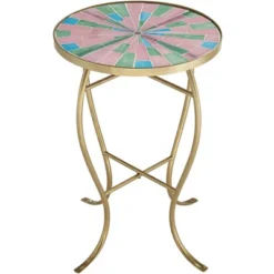 Teal Island Designs Modern Gold Round Outdoor Accent Side Table 14 1/4" Wide Pink Green Mosaic Tabletop For Front Porch Patio House Balcony 10 Teal Island Designs Modern Gold Round Outdoor Accent Side Table 14 1/4" Wide Pink Green Mosaic Tabletop For Front Porch Patio House Balcony -VIDAXL Sale Store GUEST d5dc624c 9357 465e 883e 252304d23204
