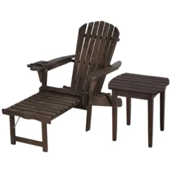 Jiallo Oceanic Collection Adirondack Chaise Lounge Chair Foldable, Cup And Glass Holder, Built In Ottoman, Set Of 1 Lounge Chair And 1 End Table -VIDAXL Sale Store GUEST d5ead96a 5d71 4239 a3c6 2cb2f05f674a