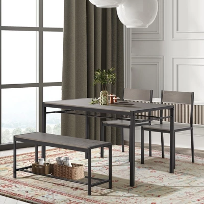 EROMMY Space-Saving Dining Table Set – Featuring A Stylish Faux Marble Or Wood Grain Table With Modern Chairs - Grey 1 EROMMY Space-Saving Dining Table Set – Featuring A Stylish Faux Marble Or Wood Grain Table With Modern Chairs - Grey
