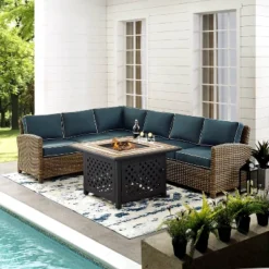 Bradenton 5pc Outdoor Wicker Sectional Set With Fire Table - Crosley -VIDAXL Sale Store GUEST d6cf4c1c 8b71 476c aa68 d25bc70dc43a