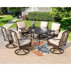 2pk Outdoor Swivel Chairs With Metal Frame, Wicker & Seat & Back Cushions - Captiva Designs -VIDAXL Sale Store GUEST d743dcda dfac 4f2f 9114 43d50f9cc64b