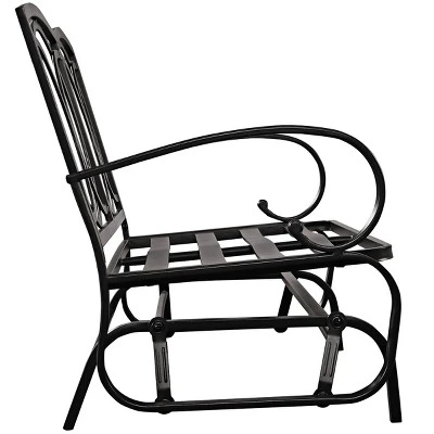 Tangkula Patio Loveseat Bench Steel Frame Furniture Rocking Bench With Cushions Outdoor 7 Tangkula Patio Loveseat Bench Steel Frame Furniture Rocking Bench With Cushions Outdoor - Image 7