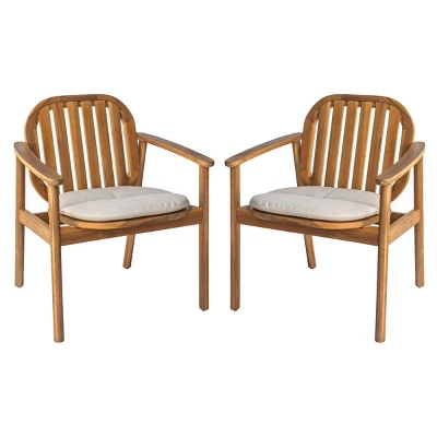 Acacia Wood Outdoor Dining Chairs Set Of 2,Wooden Patio Chairs With Cushions And Armrests,Slatted Back Arm Chairs For Garden Or Balcony-Koiai 7 Acacia Wood Outdoor Dining Chairs Set Of 2,Wooden Patio Chairs With Cushions And Armrests,Slatted Back Arm Chairs For Garden Or Balcony-Koiai - Image 7