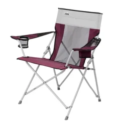 CORE Portable Heavy-Duty Folding Chair With Cooling Mesh Back And Carrying Storage Bag For Outdoor Sporting Events Or Camping Trips, Wine (4 Pack)
