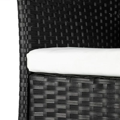 Karl Home 4-Piece Wicker Patio Conversation Set With White Cushions 6 Karl Home 4-Piece Wicker Patio Conversation Set With White Cushions - Image 6