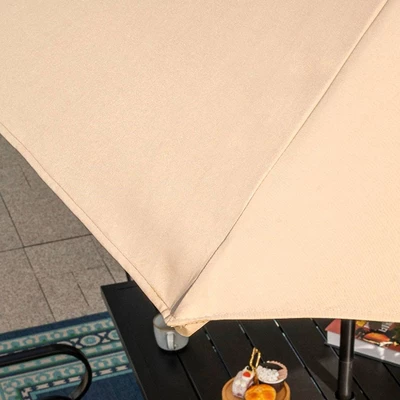 8pc Outdoor Dining Set With Metal Slat Top Table With Umbrella Hole & Swivel Chairs - Gray/Beige - Captiva Designs 10 8pc Outdoor Dining Set With Metal Slat Top Table With Umbrella Hole & Swivel Chairs - Gray/Beige - Captiva Designs - Image 10