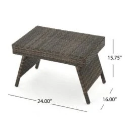 Faux Rattan Outdoor End Table, 24" Wide Wicker Accent Table For Patio Or Garden Use, Patio End Table, Outdoor Side Table -Christopher Knight Home -VIDAXL Sale Store GUEST d8d11fb0 c202 4349 a276 9b3a6f70977f