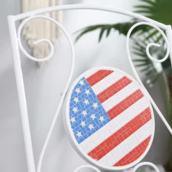 Outsunny 3 Piece Patio Bistro Set, Folding Outdoor Furniture With USA Mosaic Table And Chairs For 4th Of July, Balcony, American Flag -VIDAXL Sale Store GUEST d95248ab 8be1 4ad8 960f 1b957c617fe8
