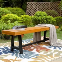 63" Rectangular Acacia Wood Patio Bench - Captiva Designs -VIDAXL Sale Store GUEST d9e28ea9 9c88 4bf8 92f0 bd04fab95b27