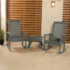 Lehigh 2pk Rocking Chairs With 1 Adirondack Side Table Coastal Teak Gray- Highwood -VIDAXL Sale Store GUEST da51d73d 6447 4f4e b385 6db2520fc32d