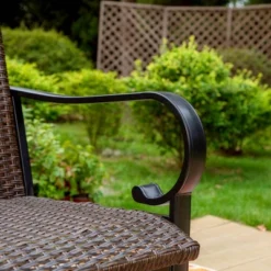 5pc Patio Dining Set With Rattan Arm Chairs & Square Steel Table - Captiva Designs -VIDAXL Sale Store GUEST dacf4101 12f3 424c 9478 96b674a403c4