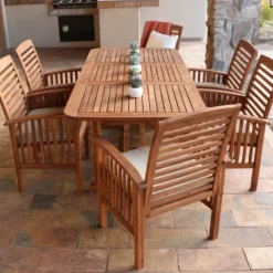 Featured Products 21 7pc Acacia Wood Patio Dining Set With Cushions - Saracina Home