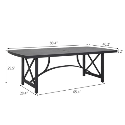COWLOWN Aluminum Double Panel Outdoor Dining Table For 8, Painted Finish Rectangular Patio Table For Garden, Deck, Or Backyard 2 COWLOWN Aluminum Double Panel Outdoor Dining Table For 8, Painted Finish Rectangular Patio Table For Garden, Deck, Or Backyard - Image 2