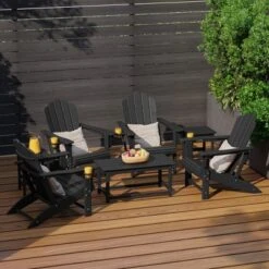 WestinTrends Highland 7-Piece HDPE Outdoor Patio Furniture Adirondack Conversation Set