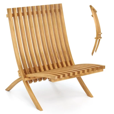 Tangkula Folding Patio Chair Teak Wood Outdoor Lounge Chair W/ Slatted Seat & Backrest 9 Tangkula Folding Patio Chair Teak Wood Outdoor Lounge Chair W/ Slatted Seat & Backrest - Image 9