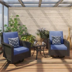 SUGOLD Hand Woven Wicker Patio Conversation Set With Blue Cushions -VIDAXL Sale Store GUEST de24daa0 0bc7 41f2 8585 21f9705544c4