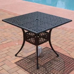 Sunnydaze Decor Sunnydaze Square Cast Aluminum Outdoor Patio Dining Table With Umbrella Hole, Black -VIDAXL Sale Store GUEST de4c9edb 47df 4f8e b678 2832a2d7b2bc