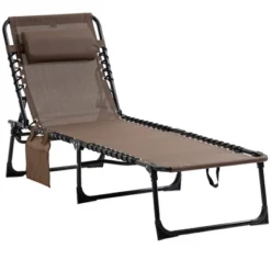 Outsunny Reclining Chaise Lounge Chair, Portable Sun Lounger, Folding Camping Cot, With Adjustable Backrest And Removable Pillow, For Patio, Garden, Beach -VIDAXL Sale Store GUEST dea5086b 8248 452c 8ec4 ebea5da52b2e