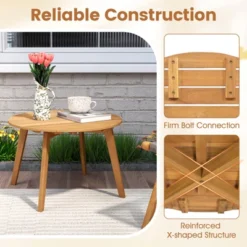 Tangkula Outdoor Acacia Wood Side Table Patio 24.5" Round End Table W/ Slatted Tabletop -VIDAXL Sale Store GUEST df6f779d f883 4b85 9fde b7fbeccd29ba