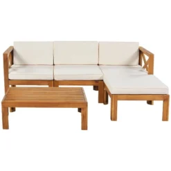 5 Piece Outdoor Corner Patio Sofa Set,L-Shaped Wood Garden Sectional Sofa Set,Patio Conversation Set With Cushions And Coffee Table-Coolbibila -VIDAXL Sale Store GUEST df78033b 3176 491c a0c8 68e6cd3bbf8e