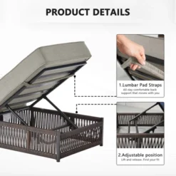 Buenhomino Outdoor Chaise Lounge Chairs With 5-inch Cushions, 5 Level Adjustable Backrest Recliner For Poolside Lounging Or Patio Retreat -VIDAXL Sale Store GUEST e0854276 f376 48f9 9955 1820aa58a285