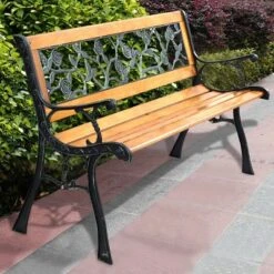 Tangkula Garden Iron Bench Porch Path Hardwood Chair For Patio Park Outdoor Deck -VIDAXL Sale Store GUEST e0abf993 766c 41f7 ac28 99a761df1f7c
