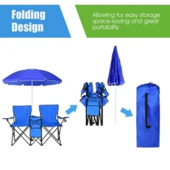 Costway Portable Folding Picnic Double Chair W/Umbrella Table Cooler Beach Camping Chair -VIDAXL Sale Store GUEST e0bb56f8 8ff9 4e00 8c80 2590019f27f9