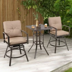 Costway Patio 3pcs Swivel Bar Height Bistro Set Cushioned Table Stools Furniture Outdoor -VIDAXL Sale Store GUEST e0c1f30d 25bc 45d6 923f 1a15a5aefc11