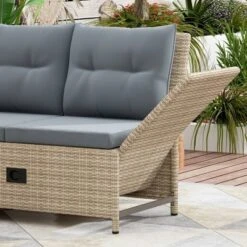 4pc Wicker Adjustable Patio Seating Set With Cushions - Natural/Gray - GODEER 23 4pc Wicker Adjustable Patio Seating Set With Cushions - Natural/Gray - GODEER -VIDAXL Sale Store GUEST e0e2e97a dca3 4462 8a11 20753660ddcc