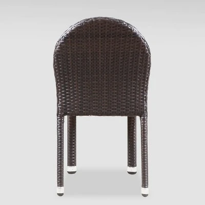 Aurora 2pk Wicker Stacking Chairs - Brown - Christopher Knight Home 2 Aurora 2pk Wicker Stacking Chairs - Brown - Christopher Knight Home - Image 2