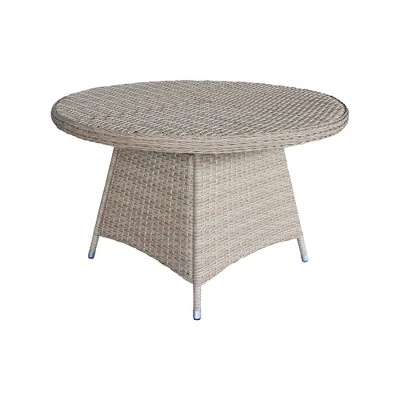 International Concepts Wicker Round Outdoor Patio Dining Table Beige: Aluminum Frame, 6-Seater, Umbrella Hole 5 International Concepts Wicker Round Outdoor Patio Dining Table Beige: Aluminum Frame, 6-Seater, Umbrella Hole - Image 5