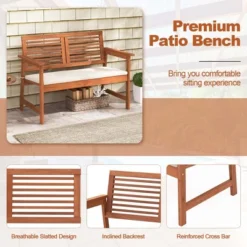 Costway Patio Bench Outdoor Solid Wood Loveseat Chair With Backrest & Cushion Porch Garden 15 Costway Patio Bench Outdoor Solid Wood Loveseat Chair With Backrest & Cushion Porch Garden -VIDAXL Sale Store GUEST e164e33d 6566 45cf 8e53 a436b90a7dfb