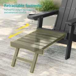 Sonkuki 2-Piece Folding Adirondack Chair With Retractable Ottoman, Fire Pit Patio Chair With Cup Holder Lawn Outdoor Lounge Chair -VIDAXL Sale Store GUEST e194ce23 04b7 45d9 b717 6a8c34f994d5