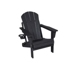 Adirondack Chair Set,2 Folding Adirondack Chair With 1 Side Table,3-Piece Adirondack Chair Set With Wood Texture For Patio,Garden-Cuddlewood