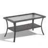 Buenhomino Wicker Patio Coffee Table,Rattan Outdoor Coffee Table With 2-Layer Storage Furniture Tables For Outside, Patio, Garden, Balcony, Backyard