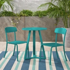 Samos 3pc Iron Bistro Set - Matte Teal - Christopher Knight Home -VIDAXL Sale Store GUEST e2ca294c c095 4f16 b49b d8ee0637cba9