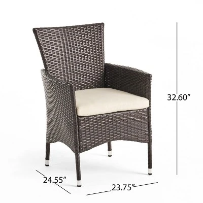 Modern Patio PE Wicker Rattan Woven Dining Chair Set Of 2,Porch Balcony Outdoor Cushion Dining Arm Chair,2 Pieces Garden Lounge Chair-Coolbibila 3 Modern Patio PE Wicker Rattan Woven Dining Chair Set Of 2,Porch Balcony Outdoor Cushion Dining Arm Chair,2 Pieces Garden Lounge Chair-Coolbibila - Image 3