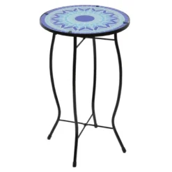Northlight 19" Blue Sun Mosaic Glass Patio Side Table -VIDAXL Sale Store GUEST e3051990 7d01 455c a8fb 81419d8e09f0