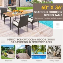 Costway Patio Rectangular Acacia Wood Dining Table With 1.9''Umbrella Hole Indoor&Outdoor -VIDAXL Sale Store GUEST e36d8534 f594 482a b0c2 98c6e08af206