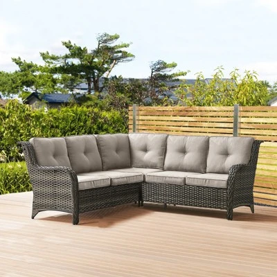Buenhomino 6-Seater Outdoor Sectional Sofa L Shaped Couch Patio Conversation Furniture Set, Wicker Patio Sectional Sofa For Deck Backyard Sunroom 7 Buenhomino 6-Seater Outdoor Sectional Sofa L Shaped Couch Patio Conversation Furniture Set, Wicker Patio Sectional Sofa For Deck Backyard Sunroom - Image 7
