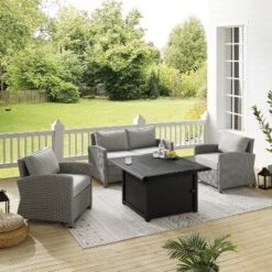 Bradenton 4pc Wicker Seating Set With Fire Table - Crosley -VIDAXL Sale Store GUEST e39a96cf c9ab 43f2 9c71 14a2a46a86f0