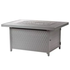 Oakland Living Aluminum Rectangle 55000 BTUs Propane Textured Weave Design Outdoor Patio Dining Table Gray