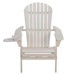 Jiallo Foldable Adirondack Chair With Cup Holders With Ottoman