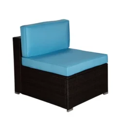 5pc Rattan Wicker Outdoor Conversation Set - Gray/Blue - GODEER -VIDAXL Sale Store GUEST e535dff4 ab1e 4a74 a426 348b82c6b51c