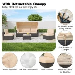 Garvee 6-Piece Outdoor Patio Furniture Set With Modern Rattan Wicker, Rattan Daybed With Retractable Canopy For Garden, Deck, And Backyard -VIDAXL Sale Store GUEST e5c7c5c1 5960 4bf9 bdfc 9cc1776fc009